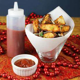 Garlic-Parmesan Potato Wedges with Homemade Ketchup