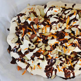 Pear and Chocolate Pavlova