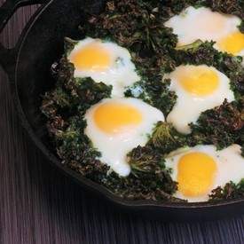 Baked Eggs and Kale
