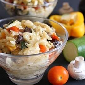 Cheesy roasted vegetable orzo