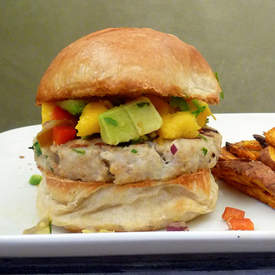 Tilapia Burger with Mango Salsa