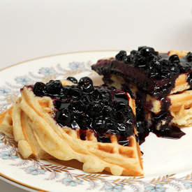 Lemon Ricotta Waffles with Fresh Blueberry Sauce