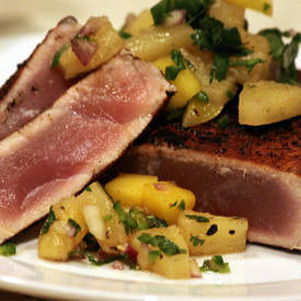 Cocoa-crusted Ahi with Pineapple Salsa