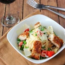 Pan Crusted Chicken with Creamy Pasta
