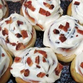 Bacon Cinnamon Rolls with Maple Frosting