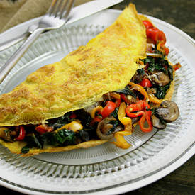 Bell Pepper, Crimini and Spinach-Stuffed Omelette