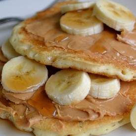 Banana & Peanut Butter Stuffed Pancakes