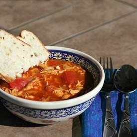 Braised Chicken with Orzo & Arugula