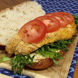 Baked Catfish Po Boy Sandwich