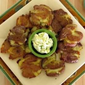 Smashed Potatoes with Garlic Chive Butter
