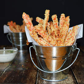 Baked Carrot Fries & Vegan Ranch Dressing