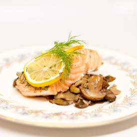 Healthy Roasted Salmon with Sauteed Mushrooms