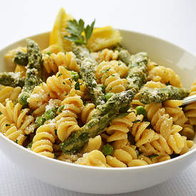 Vegan Lemon Cream Pasta with Asparagus & Peas