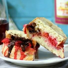 Berry Chocolate Panini Sandwich with Wine Reduction Sauce