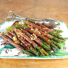 Asparagus with Crispy Garlic Prosciutto