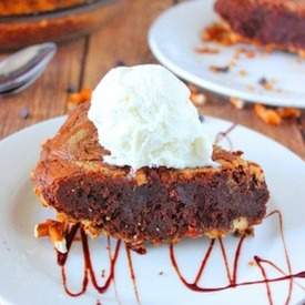 Peanut Butter Brownie Pie with Pretzel Crust