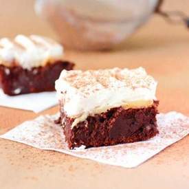 Toffee Brownies with Marscarpone Whipped Cream