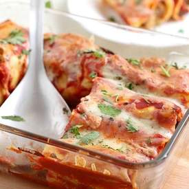 Creamy aubergine lasagne rolls