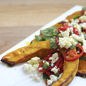 Roast Pumpkin with Chilli, Feta and Mint