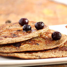 Blueberry and chocolate pancakes
