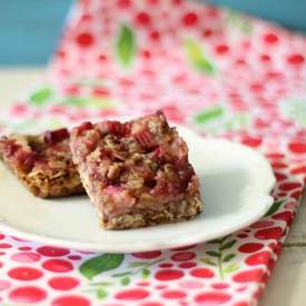 Strawberry Rhubarb Crisp Bars (vegan, gluten-free)