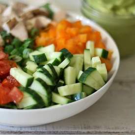 Chopped Chicken Garden Salad w/ Spicy Avocado Dressing