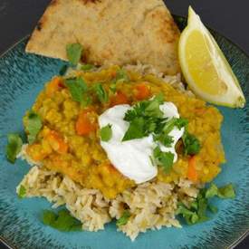 Spiced Lentil Dal with Cilantro Yogurt