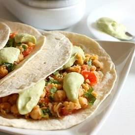 Chickpea tacos with avocado cream