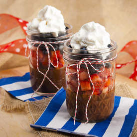 Red, White and Blue Vegan Chocolate Mousse Parfait