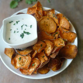 Sweet Potato Chips with Garlic Aioli