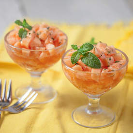 Cantaloupe with lime, mint and honey