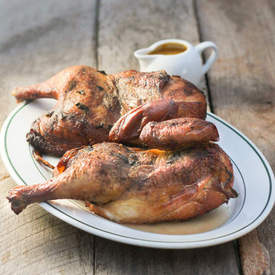 Smoked Chicken with Peach Ginger Barbecue Sauce