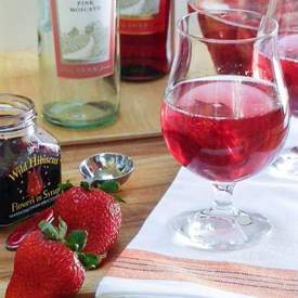 Pink Moscato Sangria w/Strawberries & Hibiscus