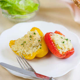 Stuffed bell peppers with risotto rice