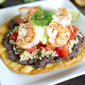 Shrimp Tostadas with Avocado Cream