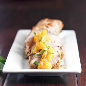 Pork Tenderloin with Peach Basil Compote