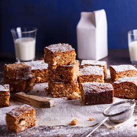 Blondies with coconut, white chocolate and almonds