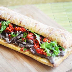 Steak and Roasted Red Pepper Sandwich
