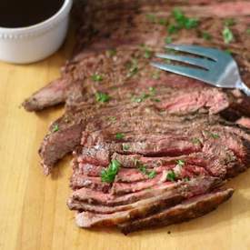 Flank Steak with Spicy Chimichurri Sauce 