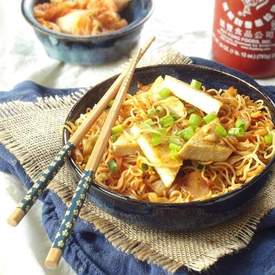 Kimchi Ramen with Tofu and Peanuts