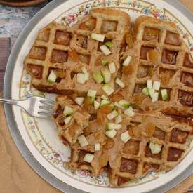 Peanut Butter Apple Raisin Waffles w/ Chia Seeds