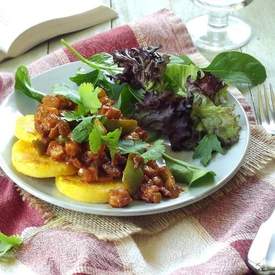 Berbere Spiced Chickpeas over Polenta