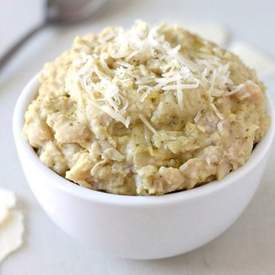 Cheesy pesto white bean mash