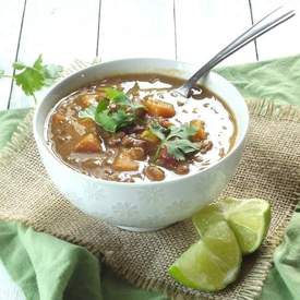 Slow Cooker Curried Lentil Sweet Potato Soup