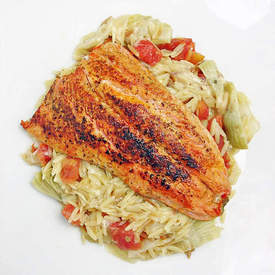 Salmon Orzo Over Risotto