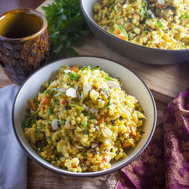 Curried Israeli Couscous with Roasted Cauliflower