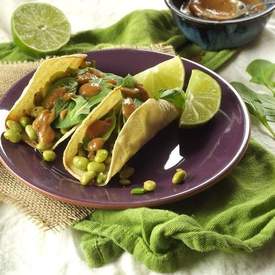 Edamame Tacos with Peanut Sauce