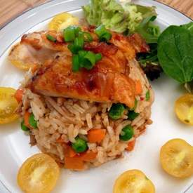 Spicy Fried Rice with Roasted Chicken