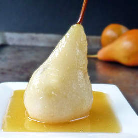 Vanilla Poached Pears with Apricot Sauce 