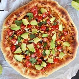 Grilled Corn and Chipotle Pesto Pizza with Queso Fresco